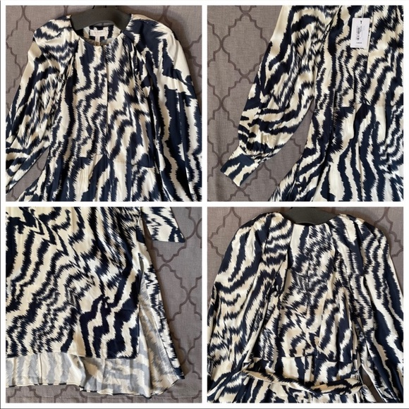 🎀NWT🎀Ted Baker Uber-Chic Flowy Zebra Print Belted Deep Cuffed Midi Dress - Picture 16 of 16